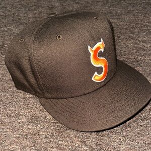 Supreme Brown Hat with Orange Logo